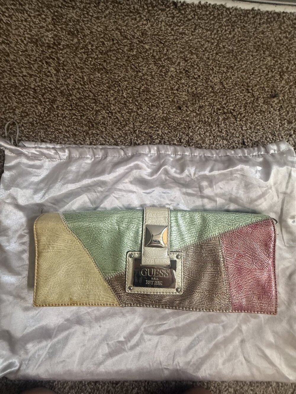 Guess Metallic Colorblock Fold-Over Clutch